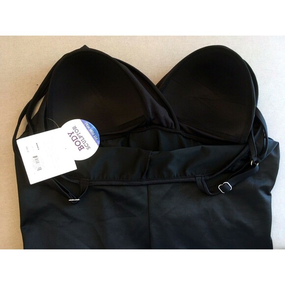 CROFT & BARROW  18 XL Body Sculptor Classic Black One-Piece Ruched Swimsuit 1 - Picture 5 of 7